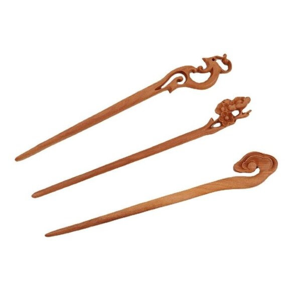 Wooden Hair Sticks 8pcs Vintage Carved Hair Pins for Women Bun Maker Accessory main image 4
